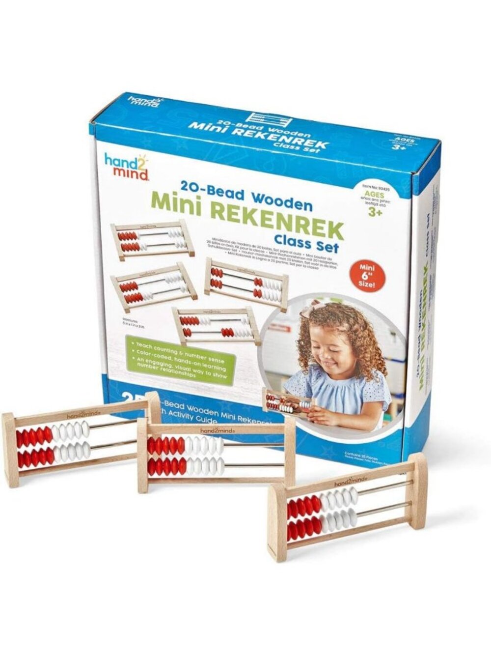 Mini Wooden Rekenrek Set - 20 Bead Number Rack, Math Counters & Educational Toys